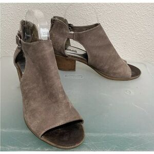 Carlos Santana Della Ankle Booties Women's 8M Heel Tan Zip Buckle Suede Look